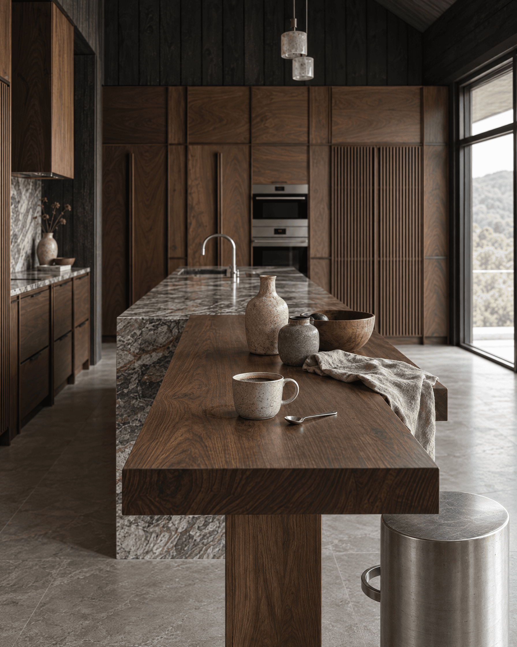 Morning coffee left on the kitchen island at Casa del Prado.
