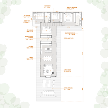 Floor plan of a residential property with labeled rooms on a white background.