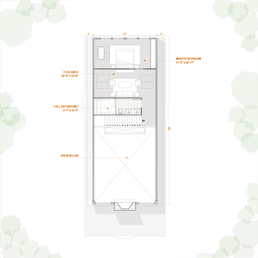 Floor plan of a building with labeled areas on a white background