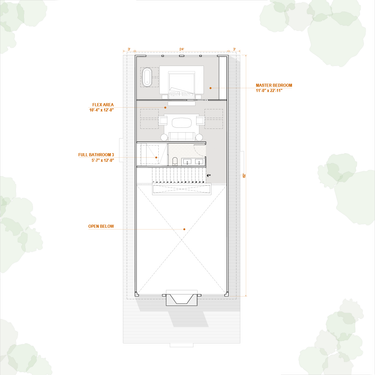 Floor plan of a house with labeled rooms on a white background