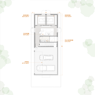 Floor plan of a house with labeled rooms on a white background