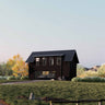 Modern house with a black exterior in a rural setting