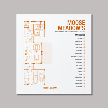Floor plan of Moose Meadows with room labels on a gray background