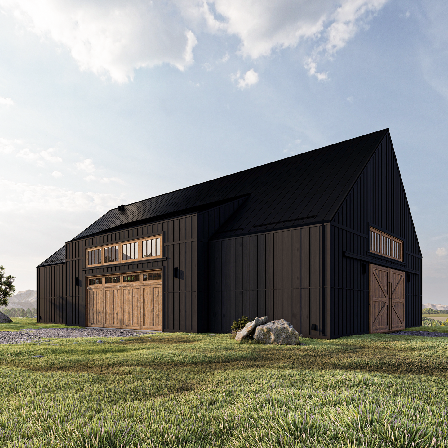 3d exterior rendering from workshop garage design