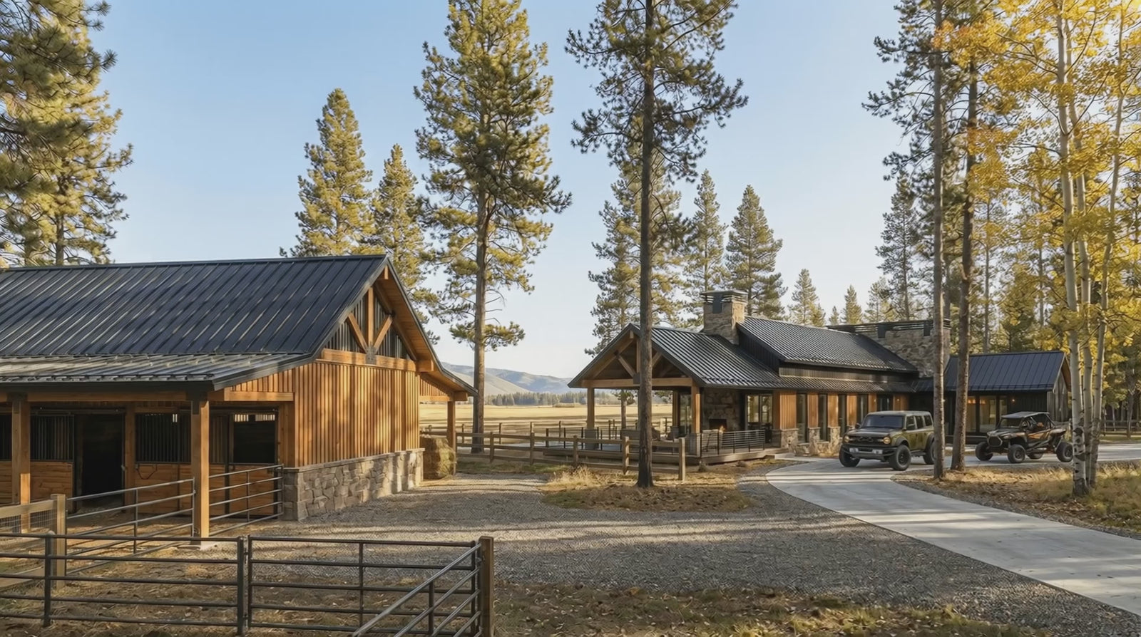 Modern mountain home exterior highlighting site-responsive architectural design and natural landscape.